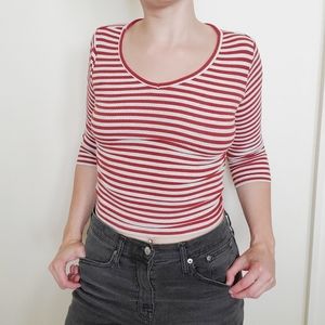 Forever 21 Striped Rib Knit Top